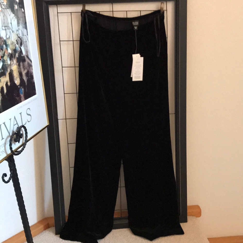 EILEEN FISHER STRETCH VELVET PANTS VTG LUXURIOUS TRENDY WIDE LEG SIZE XS-Sm NWT